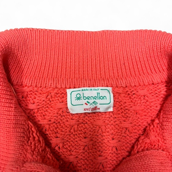 Vintage Benetton Coral Crew Neck Knit Sweater - Picture 2 of 5